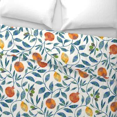 Spoonflower Mediterranean Fruit Tiles Wide Cotton Sateen 3.5 oz 26" X 20" Standard Knife Edge