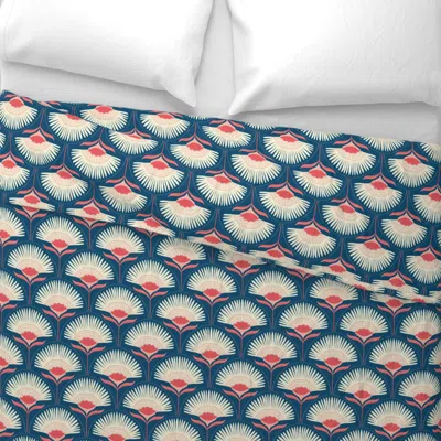 Spoonflower Medium - Aara Floral - Blue Wide Cotton Sateen 3.5 oz 26" X 20" Standard Knife Edge