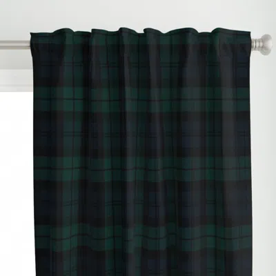 Spoonflower Medium Black Watch Tartan Curtain Panel