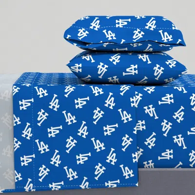 Spoonflower Medium La Fabric - Los Angeles Fabric California Fabric Blue 8in Full Sheet Set