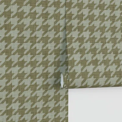 Spoonflower (medium) Rustic Textured Houndstooth - Woodland Green - Modern Farmhouse Performance In Gray