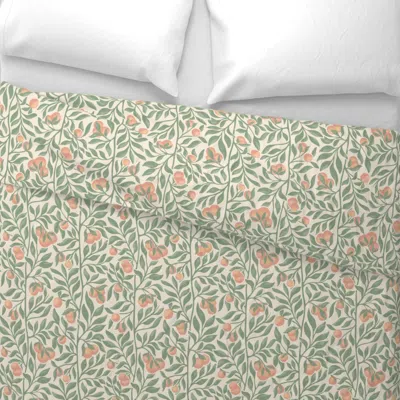Spoonflower (medium) Sage Green Fresh Peach Orchard Botanical - Farmer's Market Fruit Euro Pillow Sh