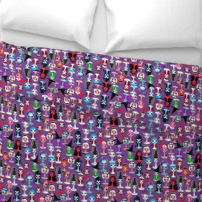 Spoonflower Medium--spooky Dolls On Purple Wide Cotton Sateen 3.5 oz 26" X 20" Standard Knife Edge