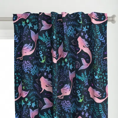 Spoonflower Mermaid Ocean Pink Curtain Panel