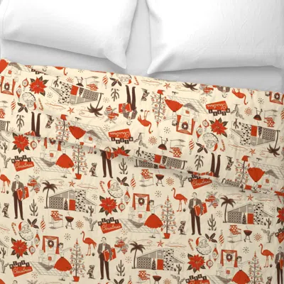 Spoonflower Merry Mid-century Wide Cotton Sateen 3.5 oz 26" X 20" Standard Knife Edge