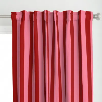 Spoonflower Messy Stripes Cherry Red Curtain Panel