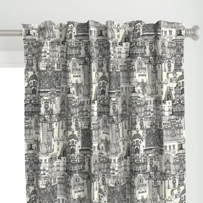 Spoonflower Mexico City Toile Black Curtain Panel