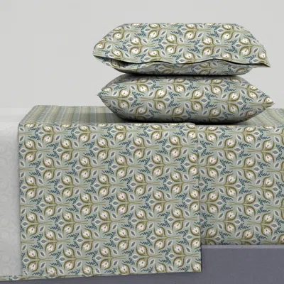 Spoonflower Micro - Banks - French Grey Queen Sheet Set