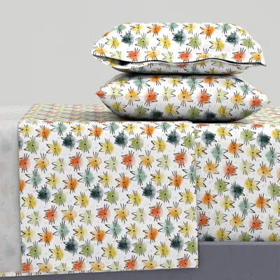 Spoonflower Micro Scale Cat Ellie Cat Vintage Watercolor Drops Cat Cute Cat King Sheet Set