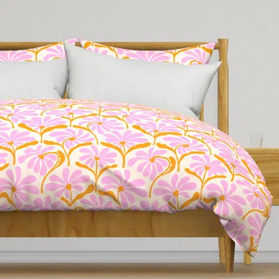 Spoonflower Mid Century Art Deco Flowers - Duvet Cover