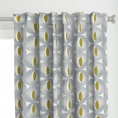 Spoonflower Mid Century Atomic Oval Curtain Panel In Gray