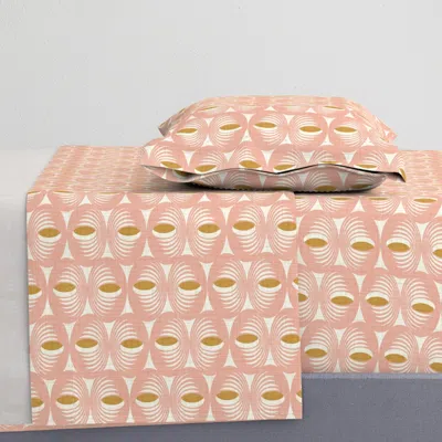 Spoonflower Mid Century Atomic Oval Geometric - Retro Mod Abstract Blush Pink (r) Twin Sheet Set