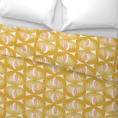 Spoonflower Mid Century Atomic Oval Geometric - Retro Mod Abstract Yellow Pink (l) King Pillow Sham