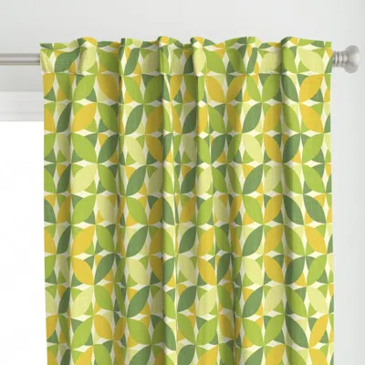 Spoonflower Mid Century Geometric Curtain Panel In Green