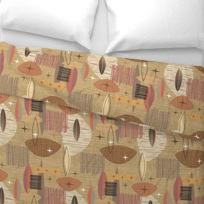 Spoonflower Mid Century Graphic Browns And Warm Grays Wide Cotton Sateen 3.5 oz 26" X 20" Standard Knife Edge