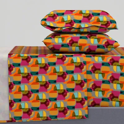 Spoonflower Mid Century Kaleidoscope - Mini Queen Sheet Set