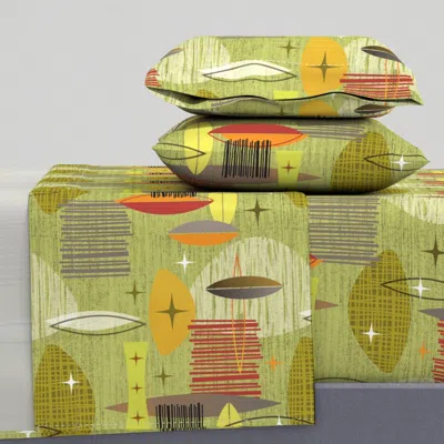 Spoonflower Mid Century Modern Graphic Lime Green Full Sheet Set