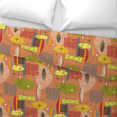 Spoonflower Mid Century Modern Graphic Salmon Wide Cotton Sateen 3.5 oz 26" X 20" Standard Knife Edge