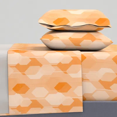 Spoonflower Mid Century Modern Hexagon Diamonds Orange Medium - Living Room Walls Full Sheet Set