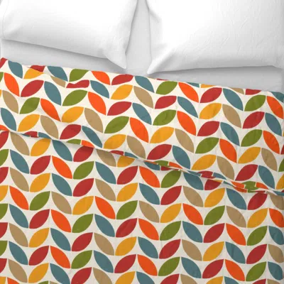 Spoonflower Mid Century Modern Scandi Botanical Chevron Geometric Leaves 70s Vibe M Euro Pillow Sham