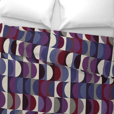 Spoonflower Mid Century Modern Shapes - 70s Purple / Large Wide Cotton Sateen 3.5 oz 26" X 20" Standard Knife Ed