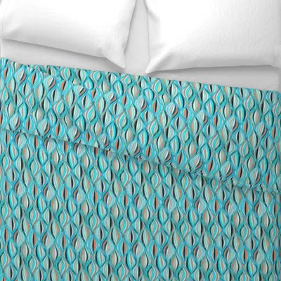 Spoonflower Mid Century Modern Textured Abstract In Turquoise Wide Cotton Sateen 3.5 oz 26" X 20" Standard Knife
