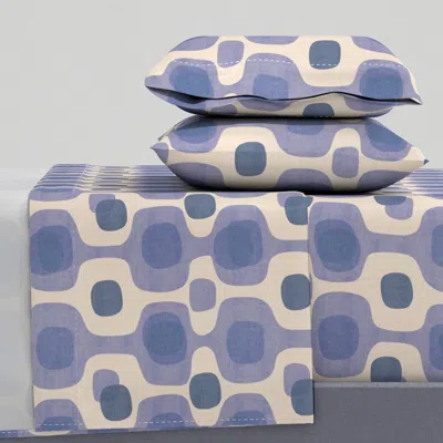 Spoonflower Mid Century Modern Vintage Tv Purple Eggplant Medium Retro Geometric In Queen Sheet Set