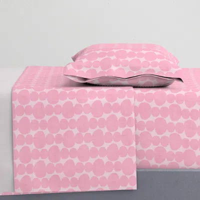 Spoonflower Mid Century Organic Circles With Linen Texture In Blush Pink Twin Sheet Set