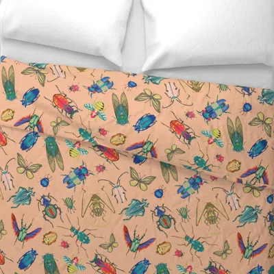 Spoonflower Mid Century Retro Bugs-peach-large Euro Pillow Sham