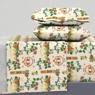 Spoonflower Mid Century Tiki Resort Queen Sheet Set