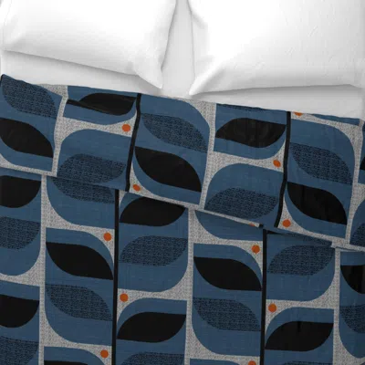 Spoonflower Mid Century Tropical Leaves-jumbo Wide Cotton Sateen 3.5 oz 26" X 20" Standard Knife Edge