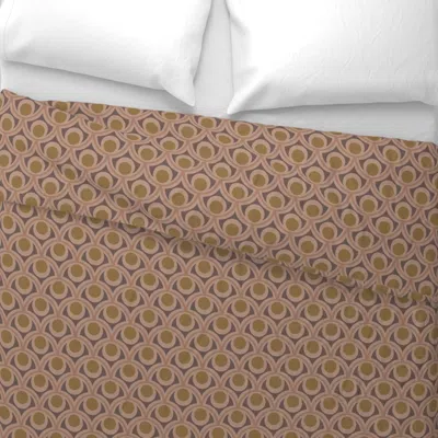 Spoonflower Mid Mod Linen With Abstract Geometric Oculus - Gold & Mocha Mousse King Pillow Sham