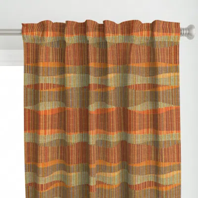 Spoonflower Mid Mod Lines Brown Curtain Panel