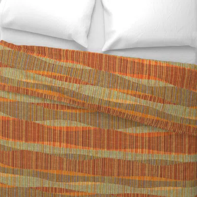 Spoonflower Mid Mod Lines Brown Orange Wide Cotton Sateen 3.5 oz 26" X 20" Standard Knife Edge