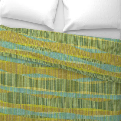 Spoonflower Mid Mod Lines Olive And Brown King Pillow Sham