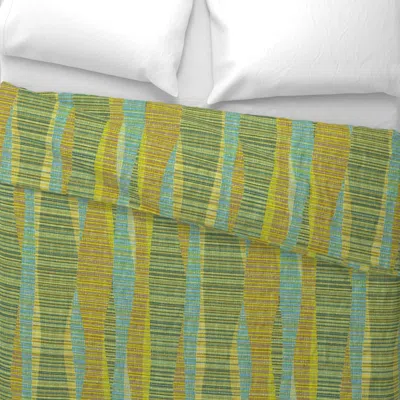 Spoonflower Mid Mod Lines Olive And Brown Vertical Wide Cotton Sateen 3.5 oz 26" X 20" Standard Knife Edge