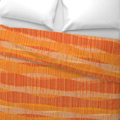 Spoonflower Mid Mod Lines Red Coral Orange Wide Cotton Sateen 3.5 oz 26" X 20" Standard Knife Edge