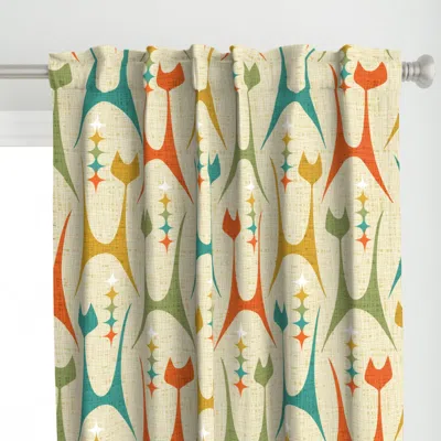 Spoonflower Mid Mod Meow On Tan Xl Curtain Panel
