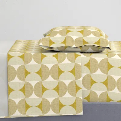 Spoonflower Mid Mod Retro Geo Semi Circles Gold French Grey Medium Wallpaper Scale Twin Xl Sheet Set