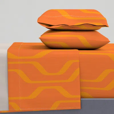 Spoonflower Mid Mod Ribbons Russet Queen Sheet Set