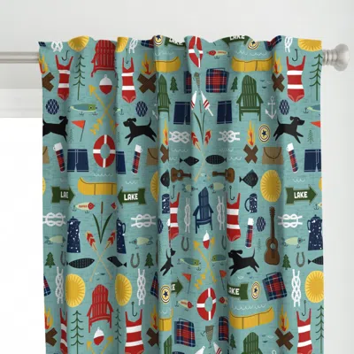 Spoonflower Mid-century Lake House Curtain Panel