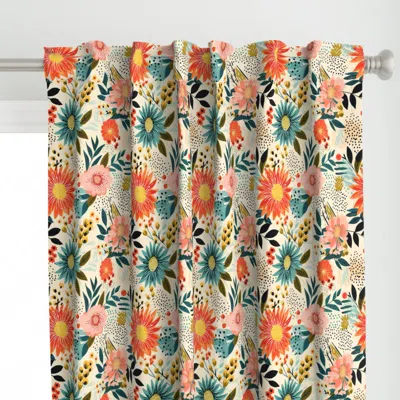 Spoonflower Mid-century Modern Flower Curtain Panel