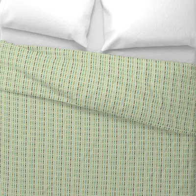 Spoonflower Mid-century Stripe (teal Palette) Wide Cotton Sateen 3.5 oz 26" X 20" Standard Knife Edge