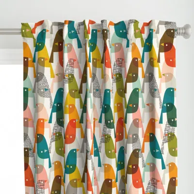 Spoonflower Midmod Birding Curtain Panel