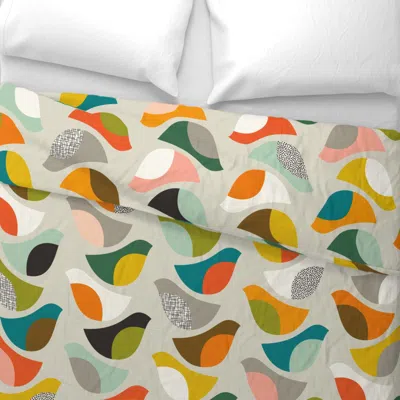 Spoonflower Midmod Migrators - Xl Wide Cotton Sateen 3.5 oz 26" X 20" Standard Knife Edge