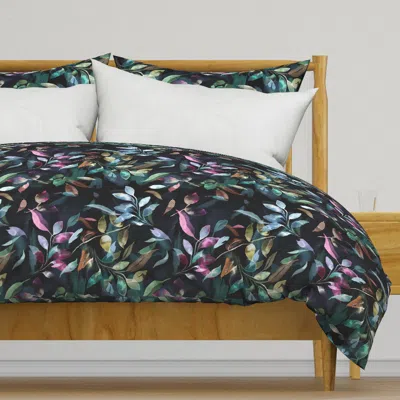 Spoonflower Midnight Botanical Garden Duvet Cover