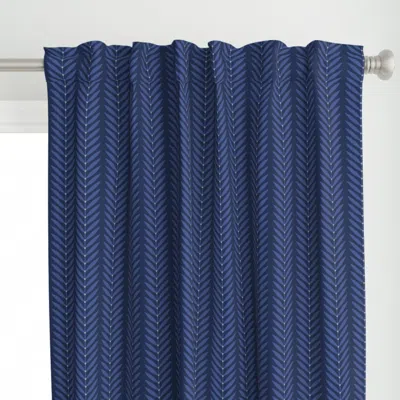 Spoonflower Midnight Tropical Foliage Curtain Panel In Blue