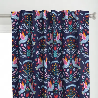Spoonflower Midsummer Birds Folklore Curtain Panel