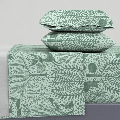 Spoonflower Millefleurs Forest In Dusty Sage - Woodland - 18 Inches Full Sheet Set
