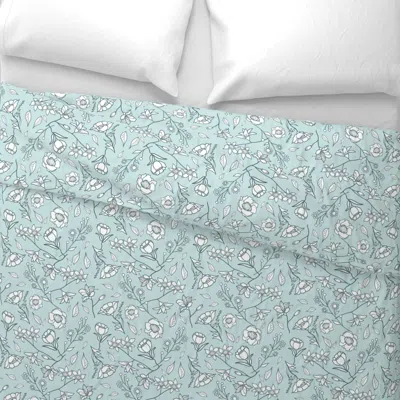 Spoonflower Mimi S Spring Meadow In Pine And Mint Wide Cotton Sateen 3.5 oz 26" X 20" Standard Knife Edge